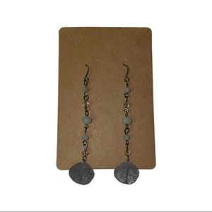 Beaded Long Strip Drop Earrings - Jade Green - OS